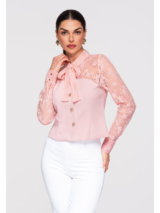 Ombre Ombre Koszula OW-SH-E0036 Różowy Slim Fit