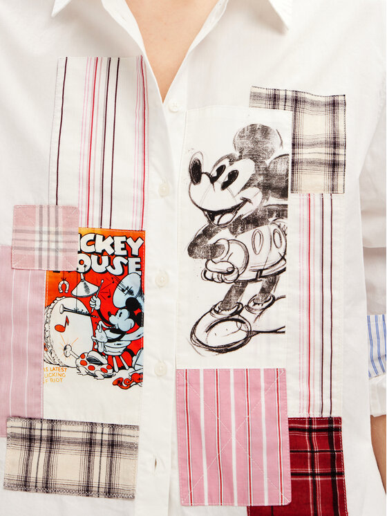 Desigual Desigual Риза MICKEY Bolonia 24SWCW26 Бял Regular Fit