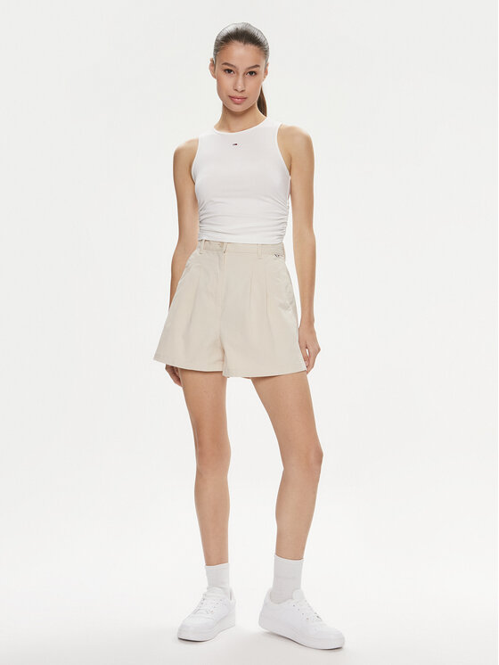 Tommy Jeans Tommy Jeans Riidest šortsid Claire DW0DW17775 Beež Regular Fit