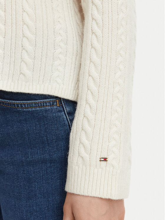 Tommy Hilfiger Tommy Hilfiger Sweter WW0WW52222 Kremowy Regular Fit