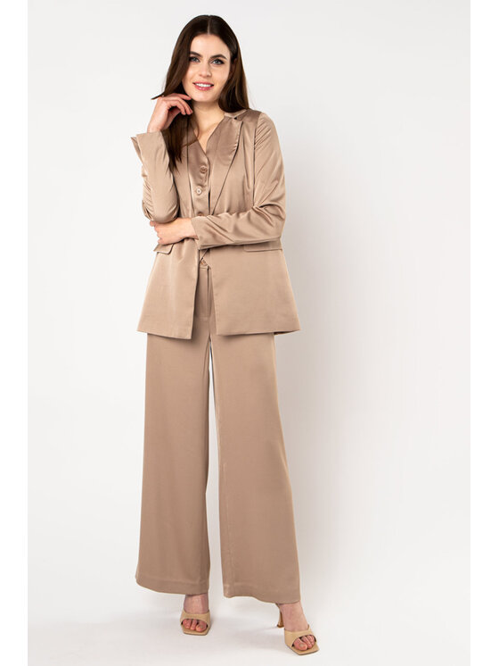 QUIOSQUE QUIOSQUE Kalhoty z materiálu QUIOSQUE 3SF006102 Béžová Regular Fit