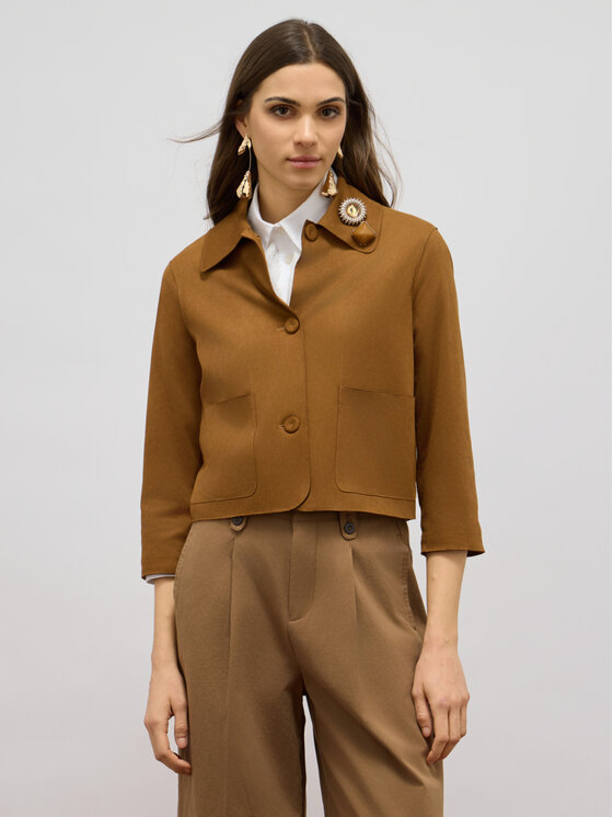 Oltre Oltre Giacca in similpelle R362R002244N022 Marrone Boxy Fit