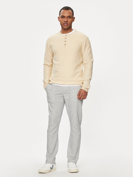 INDICODE INDICODE Sweter Mattiaxa 30-458 Beżowy Regular Fit