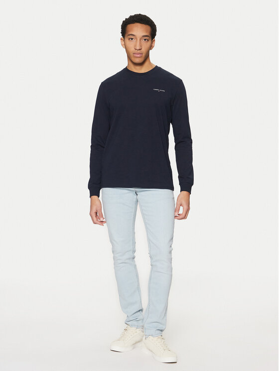 Tommy Jeans Tommy Jeans Hosszú ujjú Linear DM0DM21138 Sötétkék Slim Fit