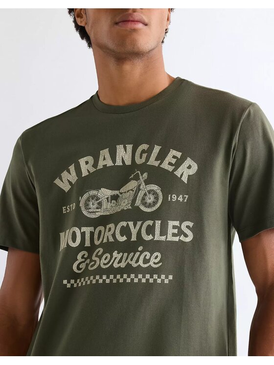 Wrangler Wrangler T-Shirt AMERICANA TEE Zielony Regular Fit