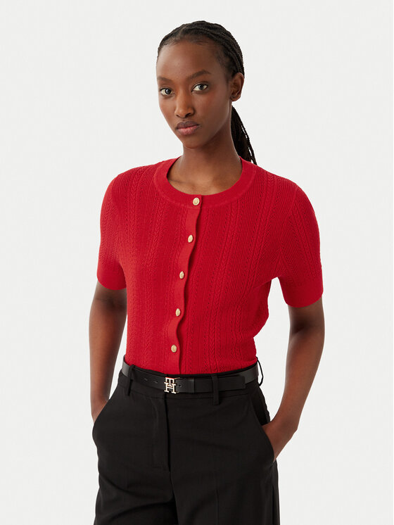 Tommy Hilfiger Tommy Hilfiger Kardigan WW0WW50070 Červená Slim Fit