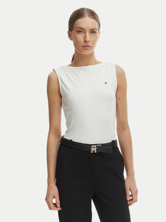 Tommy Hilfiger Tommy Hilfiger Top WW0WW47807 Ekrüüvärv Slim Fit