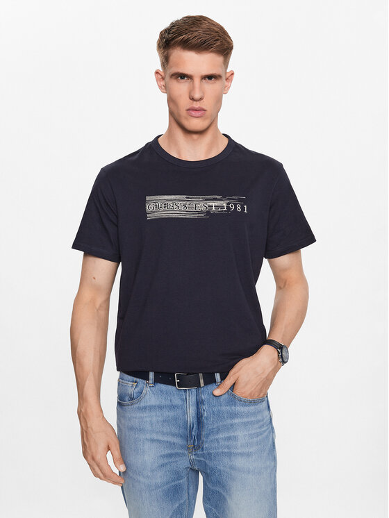 Guess Tričko M3YI89 K8FQ4 Tmavomodrá Regular Fit