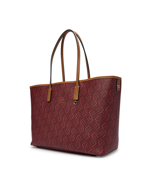 Tommy Hilfiger Tommy Hilfiger Torebka Th Monoplay Tote Le AW0AW17416 Czerwony ciemny