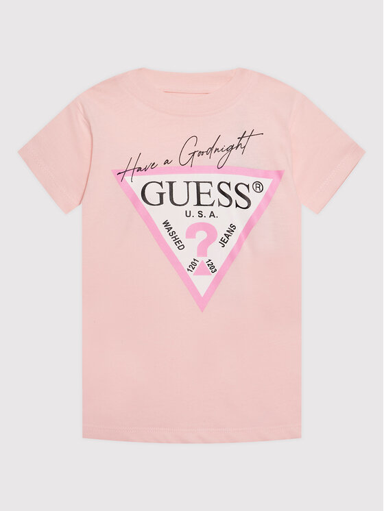 Guess Guess Komplet t-shirt i szorty sportowe H1BJ10 K8HM0 Różowy Regular Fit