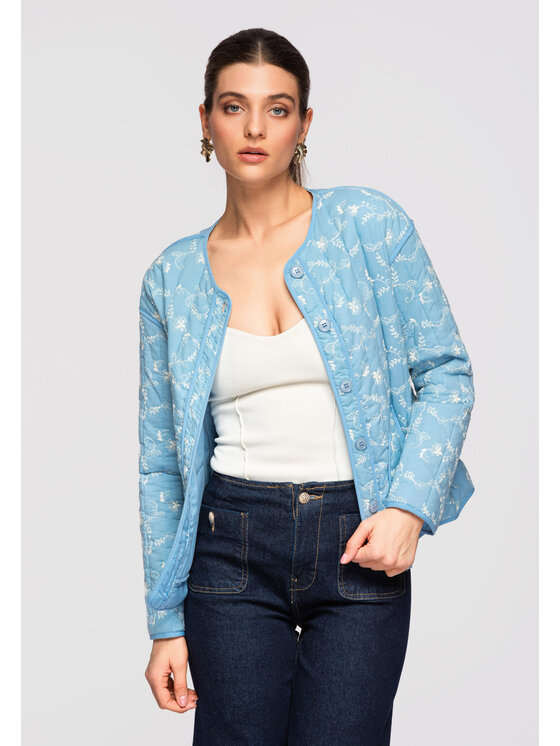 Ombre Ombre Kurtka przejściowa OW-JALP-0125 Niebieski Regular Fit