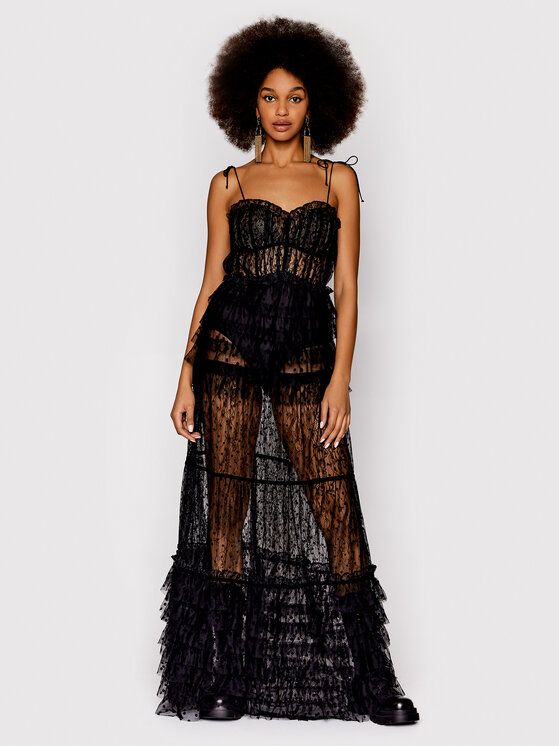For Love & Lemons For Love & Lemons Коктейлна рокля Jourdan CD2551 Черен Regular Fit