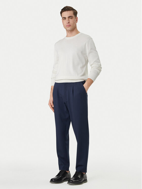 Calvin Klein Calvin Klein Medžiaginės kelnės LV04LF607G Tamsiai mėlyna Tapered Fit