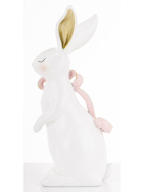 MIAhome MIAhome Figurka królik ceramiczny BUNNY-5 z długą kokardką Biały