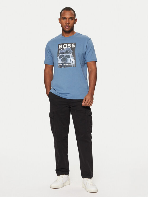 BOSS BOSS T-krekls Te_Mextour 50535079 Zils Regular Fit
