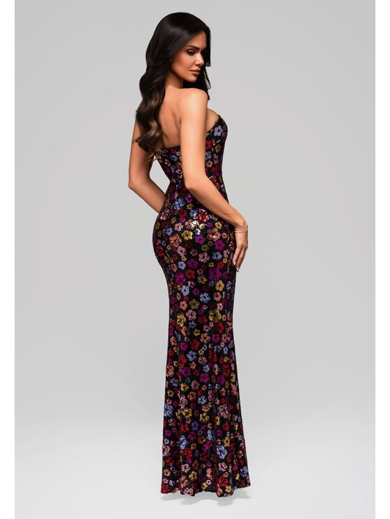 Ombre Ombre Sukienka wieczorowa LA-OM-DLR162 Czarny Regular Fit