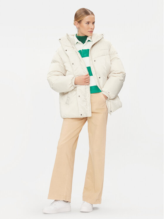 Tommy Jeans Tommy Jeans Зимова куртка Ovr Satin DW0DW16586 Écru Regular Fit
