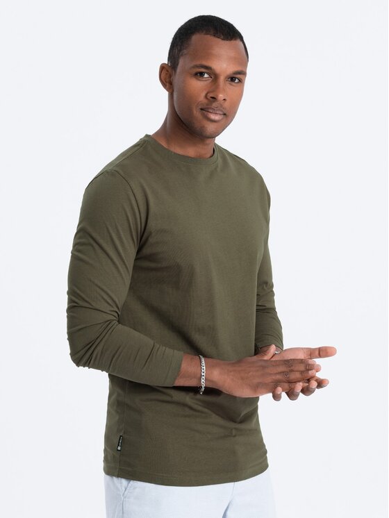Ombre Ombre Longsleeve OM-LSBL-0106 Zielony Regular Fit