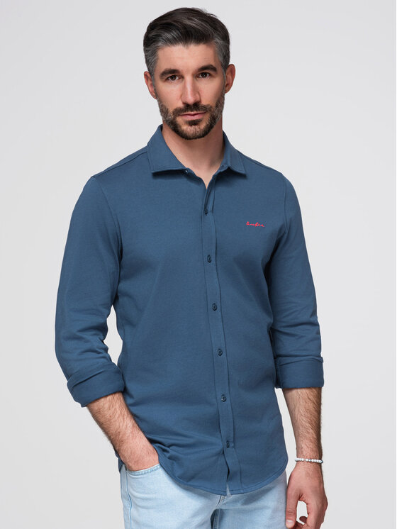 Ombre Ombre Koszula K697 Niebieski Regular Fit