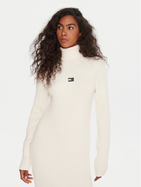Tommy Jeans Tommy Jeans Φόρεμα υφασμάτινο Badge DW0DW22167 Εκρού Regular Fit