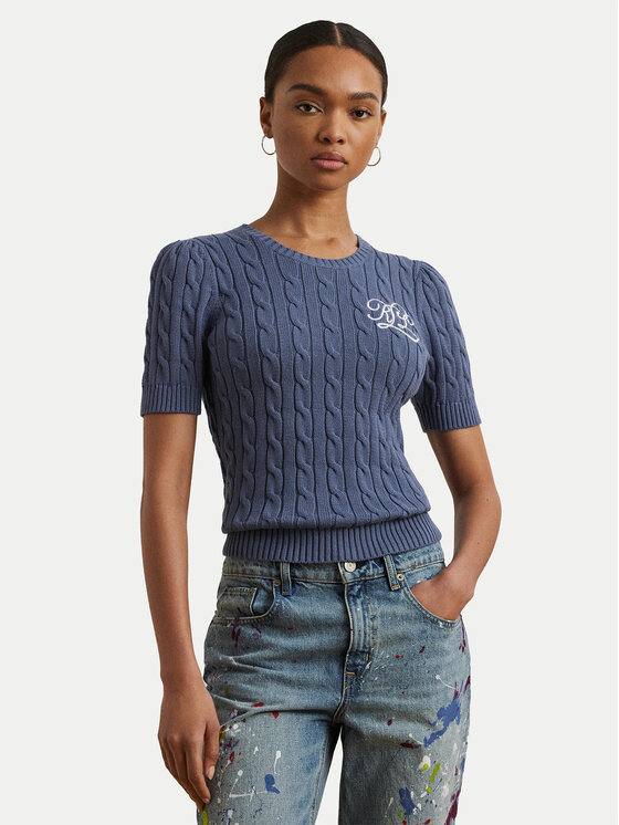 LAUREN RALPH LAUREN Sweter 200976989001 Niebieski Slim Fit