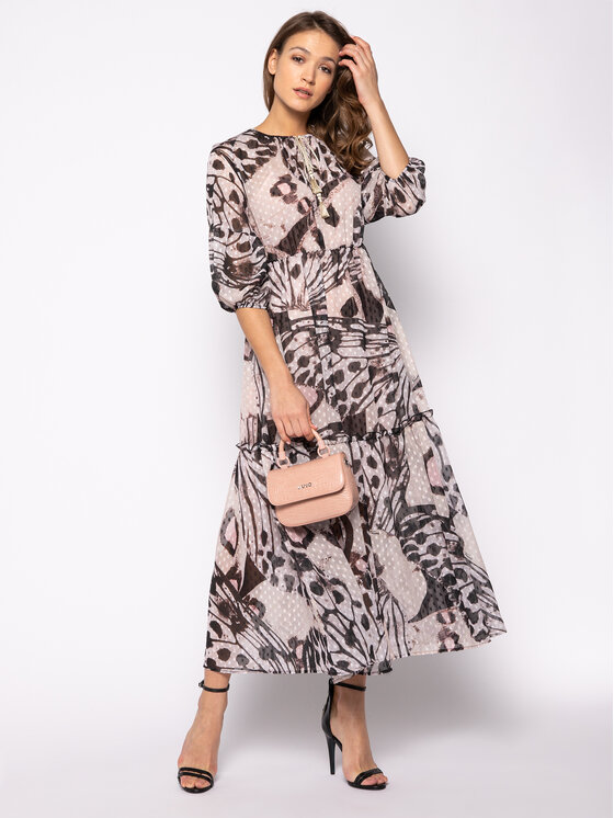 Trussardi Trussardi Rochie cocktail Long Fil Coupe Butterfly Print 56D00350 Maro Regular Fit