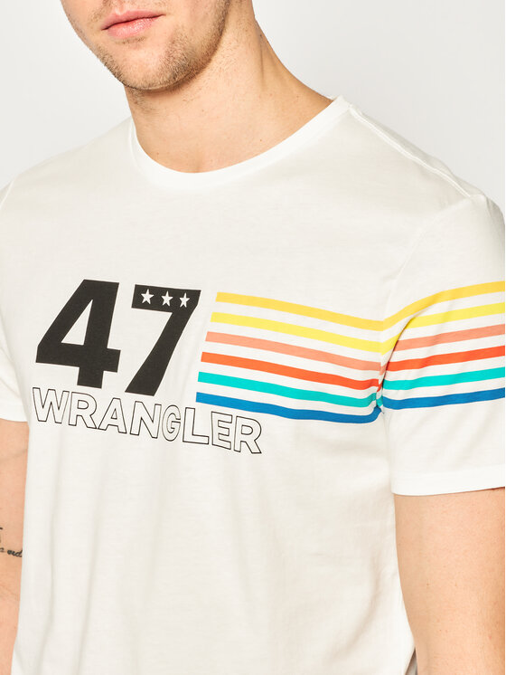 Wrangler Wrangler T-Shirt Rainbow W7F1FK737 Biały Regular Fit