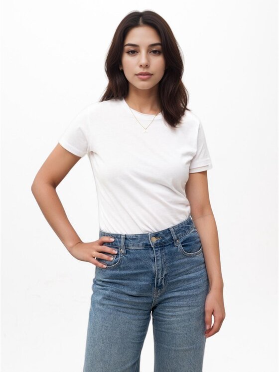 Urban City Urban City T-Shirt Koszulka Z krótkim Rękawem Damska Biała UrbanCity No Logo Basic XXL Biały Regular Fit