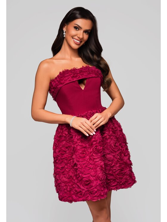 Ombre Ombre Večerní šaty LA-OM-DLR181 Bordó Regular Fit