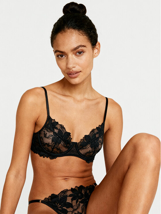 Hunkemöller Hunkemöller Nedrček s kostjo Ingrid 300469 Črna