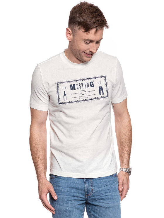 Mustang Mustang T-shirt ALEX C ICONIC Bianco Regular Fit