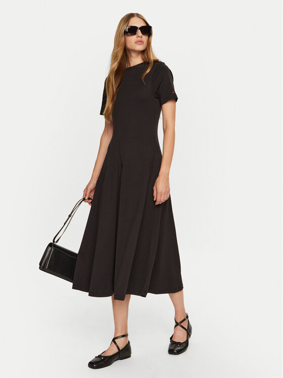 Tommy Hilfiger Tommy Hilfiger Rochie de zi WW0WW43838 Negru Regular Fit