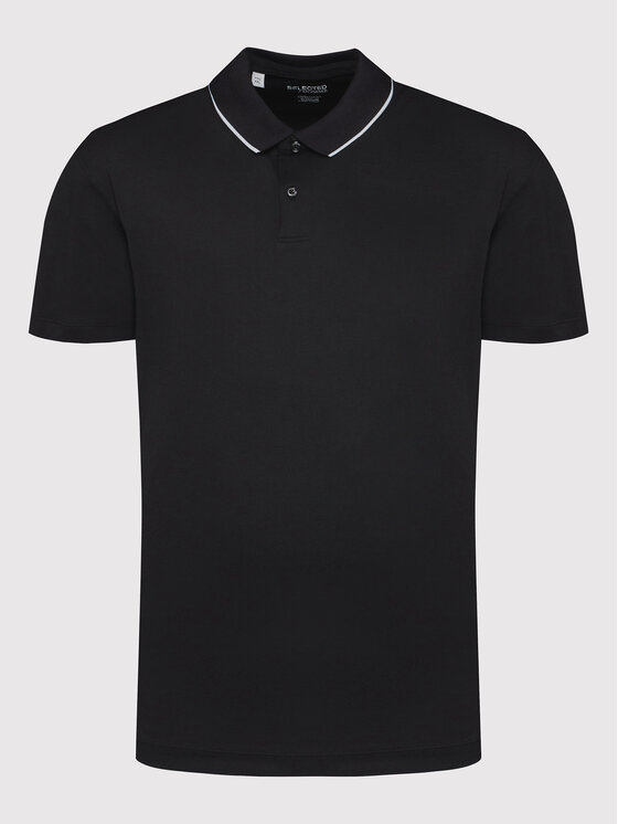 Selected Homme Selected Homme Тениска с яка и копчета Leroy 16082844 Черен Regular Fit