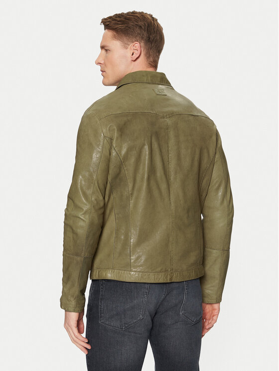 Milestone Milestone Giacca di pelle 511099 60605 Verde Regular Fit