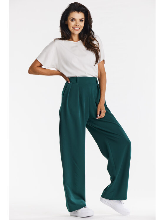 Awama Awama Spodnie damskie A674 Zielony Basic Fit