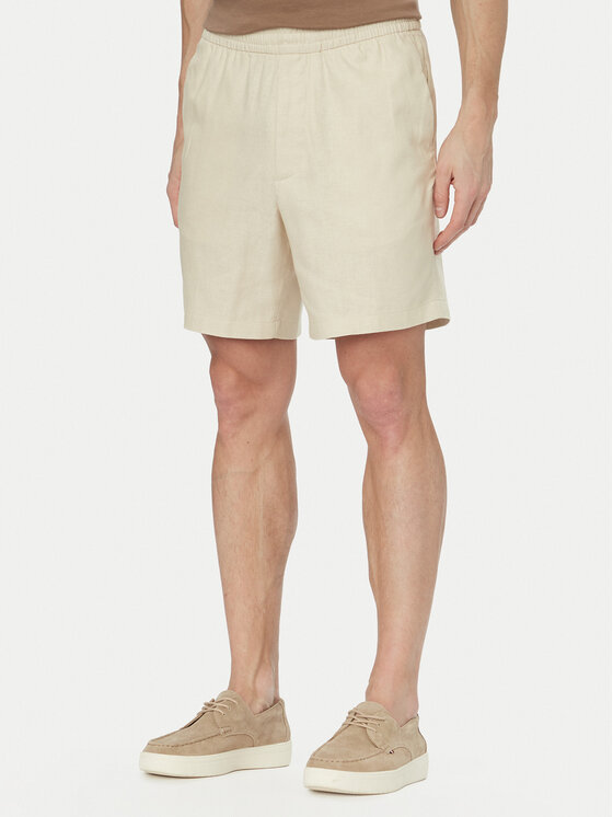 Calvin Klein Pantalon scurți din material LV04LF620G Bej deschis Straight Fit