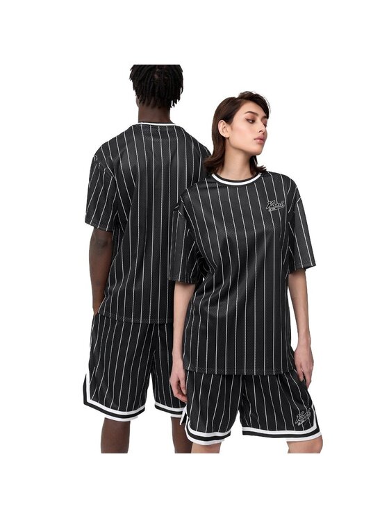 Karl Kani Karl Kani Tričko CHEST VARSITY PINSTRIPE MESH TEE LIGHT Čierna Regular Fit
