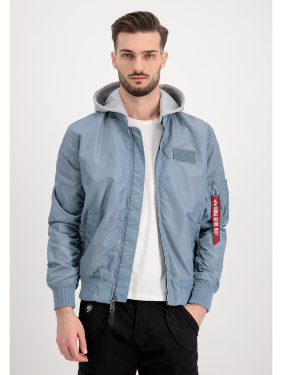 Alpha Industries Alpha Industries Kurtka bomber MA-1 TT Hood Light Bomber Jacket Błękitny Slim Fit