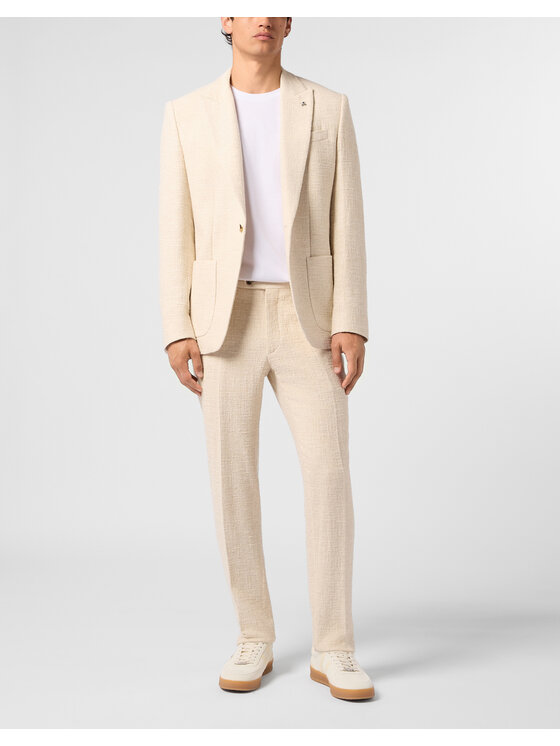 PHILIPP PLEIN PHILIPP PLEIN Spodnie materiałowe 30738 Biały Regular Fit