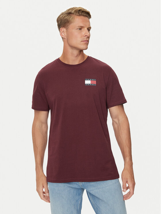 Tommy Jeans T-krekls Essential DM0DM20740 Bordo Slim Fit