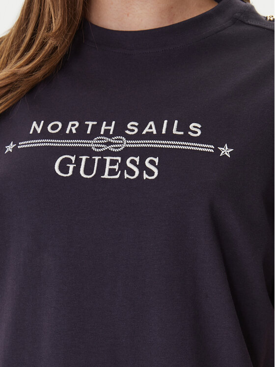 Guess Guess Tričko GUESS x NORTH SAILS W6GI03 K2657 Tmavomodrá Relaxed Fit