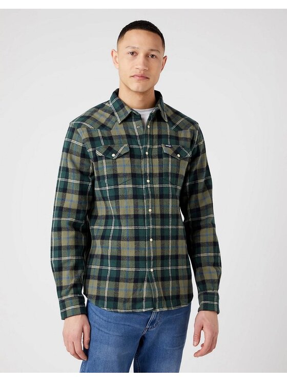 Wrangler Wrangler Camicia WESTERN SHIRT Verde Regular Fit