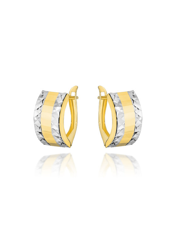 Fugart Fugart Kolczyki Kolczyki złote z diamentowanymi brzegami szerokie FUG7-25-K01178-2 Złoty