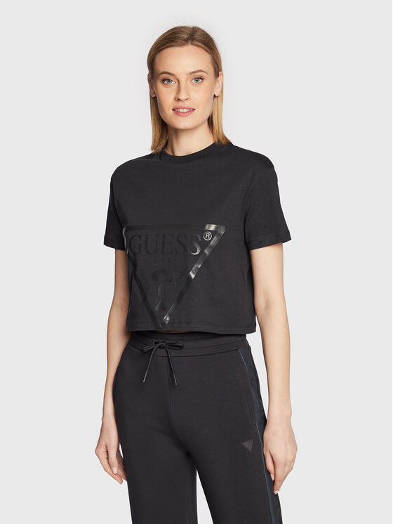 Guess Tricou Adele V2YI06 K8HM0 Negru Regular Fit