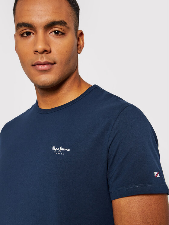 Pepe Jeans Pepe Jeans Футболка Original Basic 3 N PM508212 Cиній Slim Fit