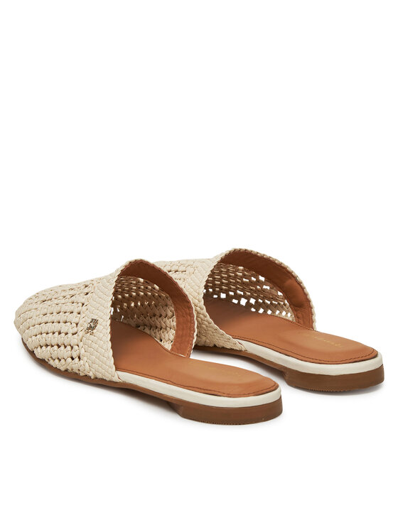 Tommy Hilfiger Tommy Hilfiger Şlapi Crochet Mule FW0FW08413 Écru