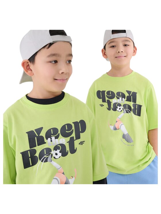 4F 4F T-Shirt 4FJASAW24TTSHM2596-72S Zielony Oversize