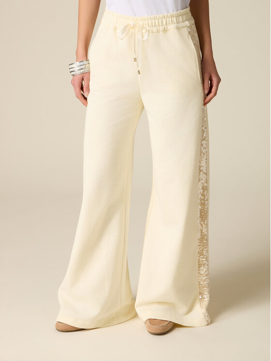 Oltre Oltre Pantaloni di tessuto P841J002432N013 Bianco Baggy Fit