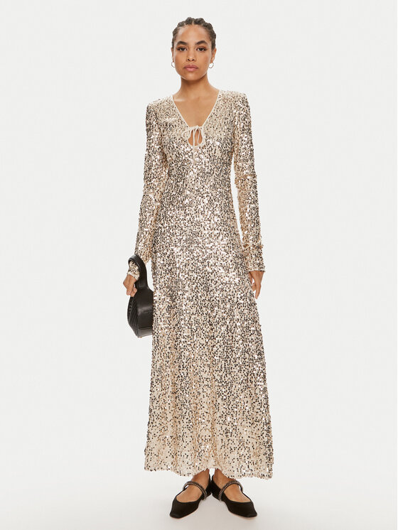 ROTATE ROTATE Abendkleid Sienna 1126261531 Goldfarben Slim Fit