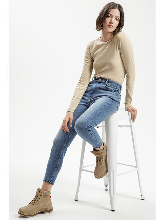 Cross Jeans Cross Jeans Jeansy N 432-086 Niebieski Mom Fit